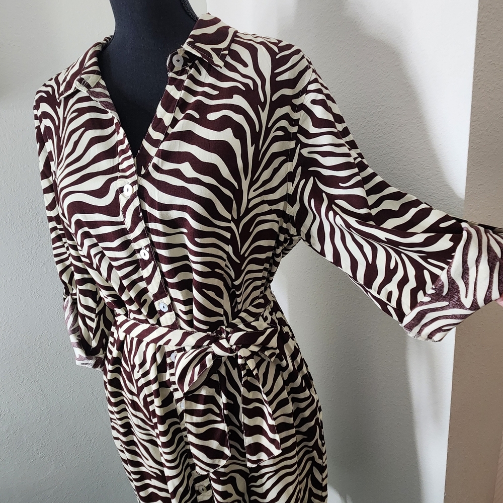 Zebra Print Shirt Dress
